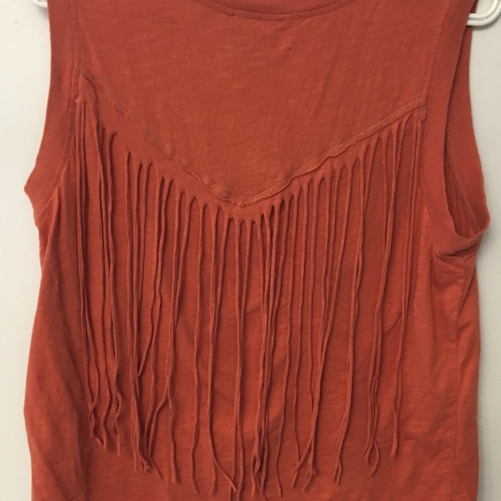 I Jeans by Buffalo Top M sleeveless rust fringe - Picture 6 of 8